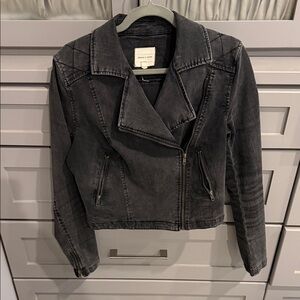 Silence and Noise Moto Charcoal Jean Jacket